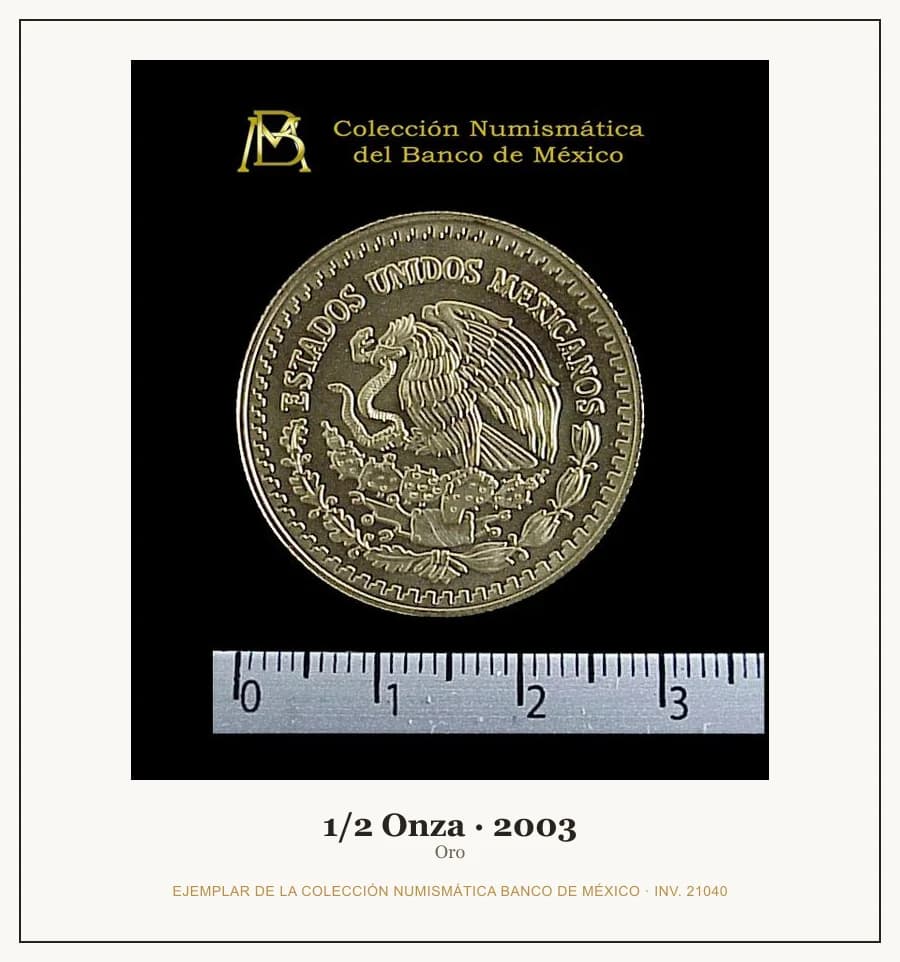 1/2 Onza · 2003 — Ejemplar de la Colección Numismática Banco de México, inv. 21040