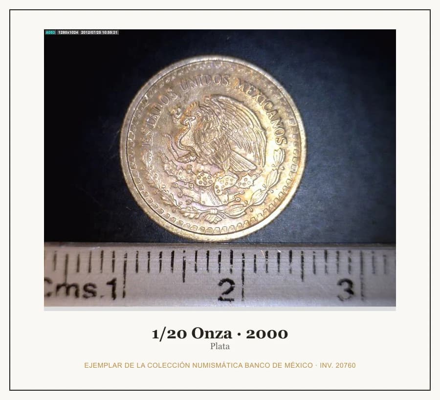 1/20 Onza · 2000 — Ejemplar de la Colección Numismática Banco de México, inv. 20760