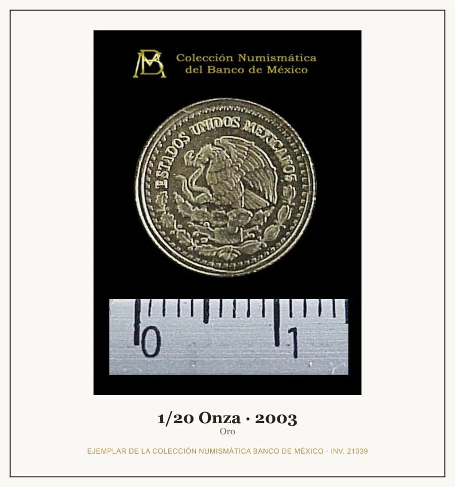 1/20 Onza · 2003 — Ejemplar de la Colección Numismática Banco de México, inv. 21039