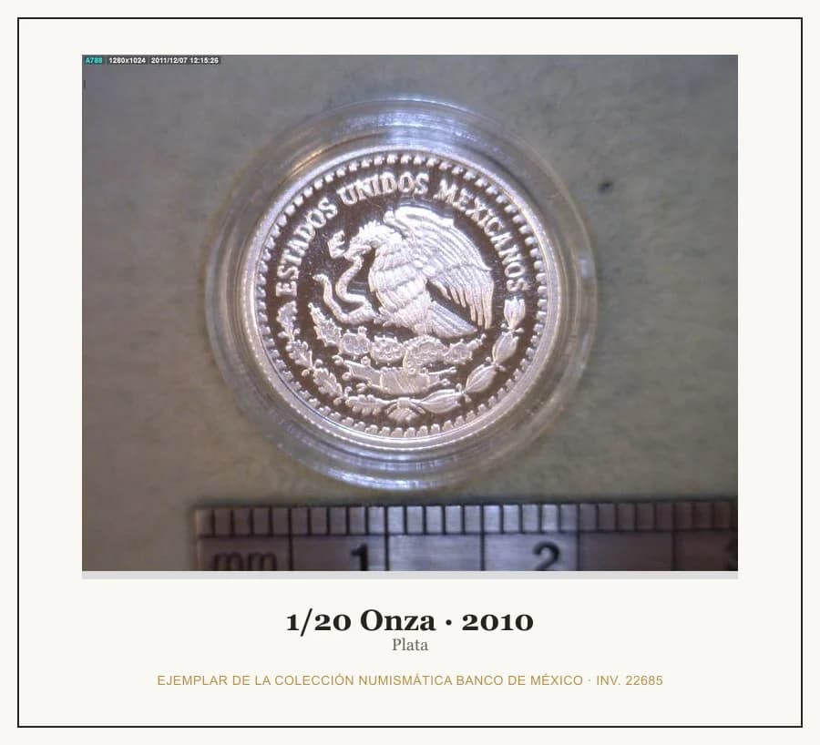 1/20 Onza · 2010 — Ejemplar de la Colección Numismática Banco de México, inv. 22685