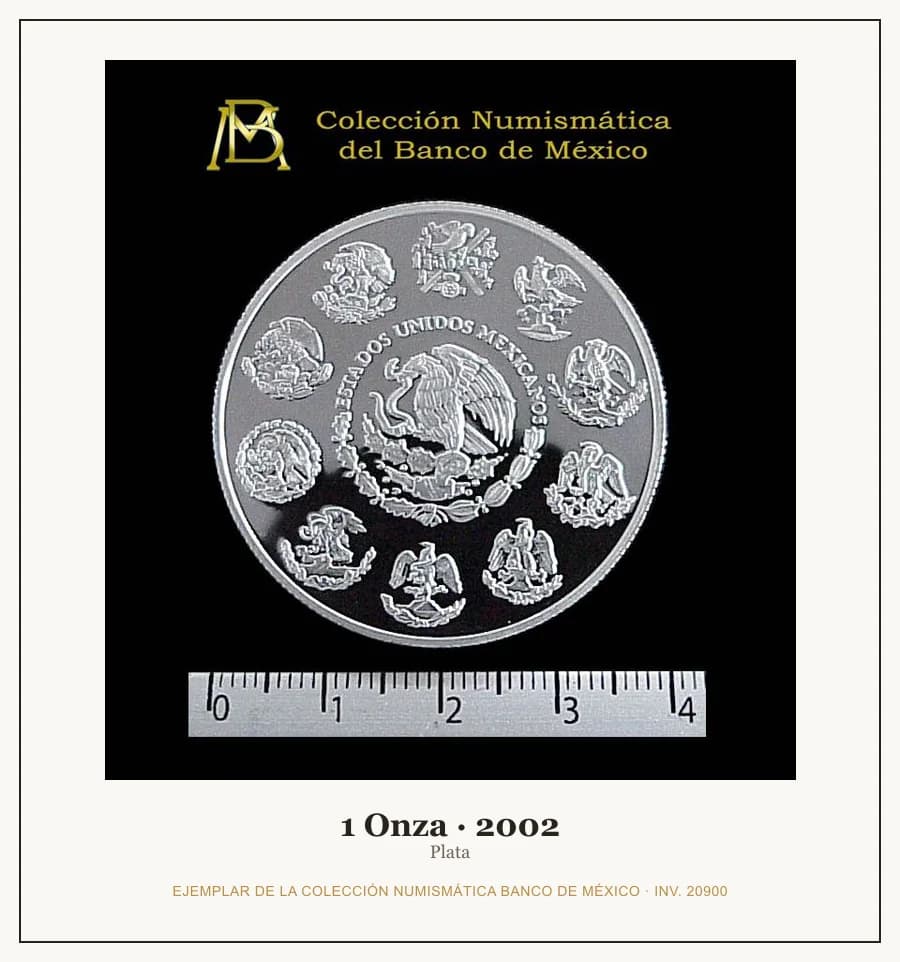 1 Onza · 2002 — Ejemplar de la Colección Numismática Banco de México, inv. 20900