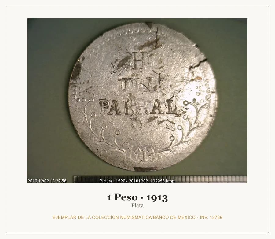1 Peso · 1913 — Ejemplar de la Colección Numismática Banco de México, inv. 12789