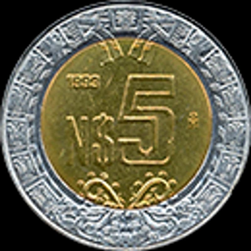 $5 Nuevos Pesos — Águila / Calendario Azteca — imagen de referencia