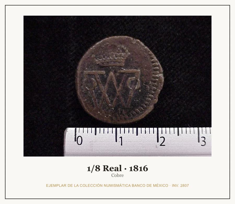 1/8 Real · 1816 — Ejemplar de la Colección Numismática Banco de México, inv. 2807