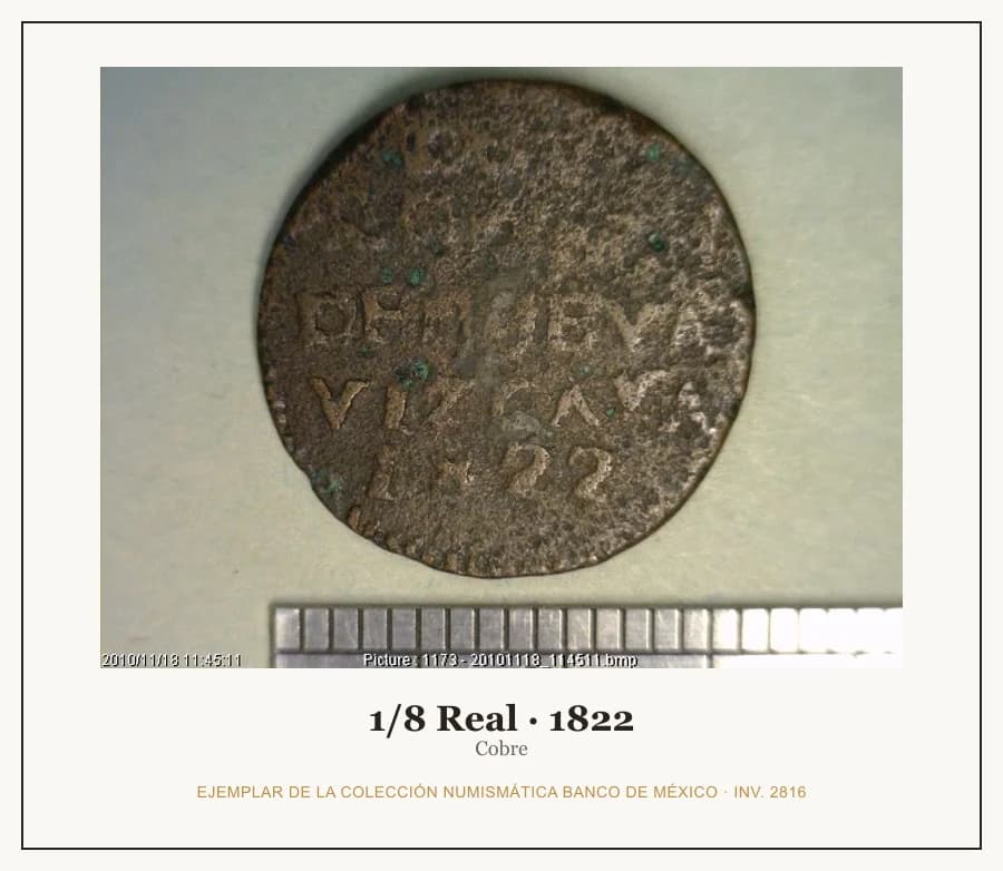 1/8 Real · 1822 — Ejemplar de la Colección Numismática Banco de México, inv. 2816