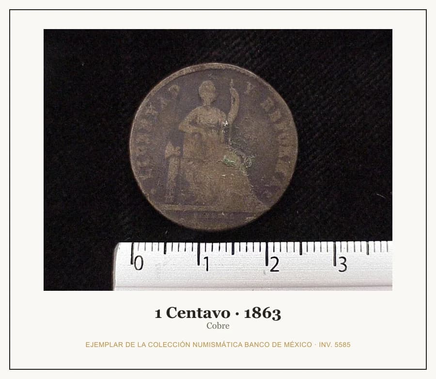 1 Centavo · 1863 — Ejemplar de la Colección Numismática Banco de México, inv. 5585