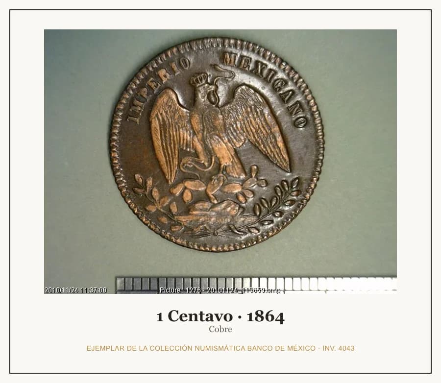 1 Centavo · 1864 — Ejemplar de la Colección Numismática Banco de México, inv. 4043