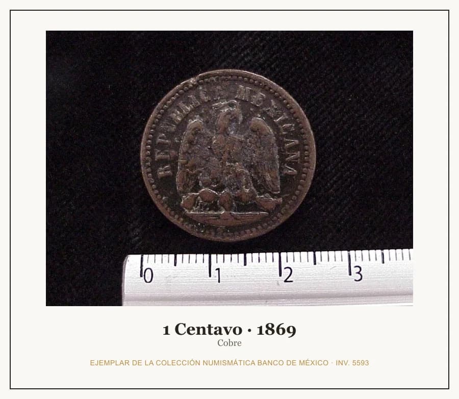 1 Centavo · 1869 — Ejemplar de la Colección Numismática Banco de México, inv. 5593