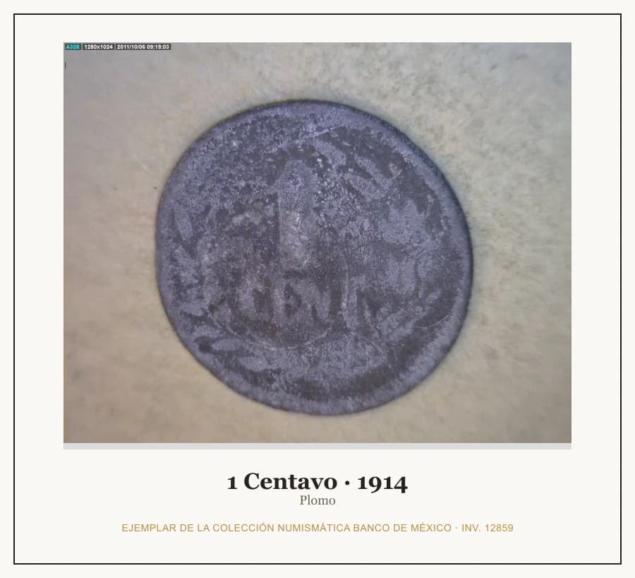 1 Centavo · 1914 — Ejemplar de la Colección Numismática Banco de México, inv. 12859