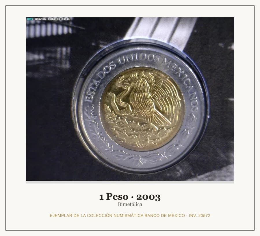 1 Peso · 2003 — Ejemplar de la Colección Numismática Banco de México, inv. 20572