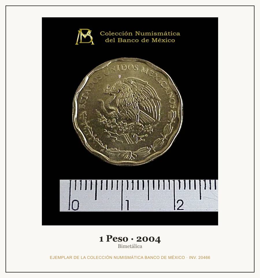 1 Peso · 2004 — Ejemplar de la Colección Numismática Banco de México, inv. 20466