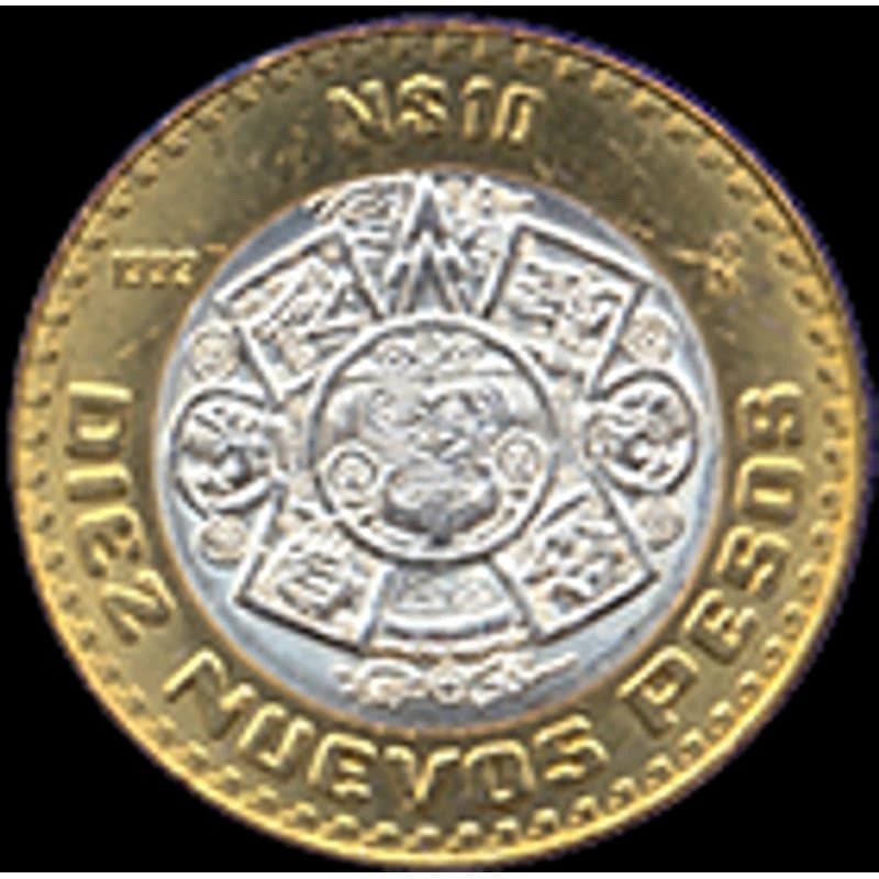 $10 Nuevos Pesos — Hidalgo (centro de plata 0.925) — imagen de referencia