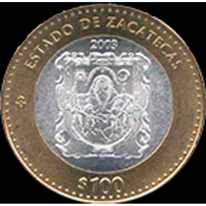 Moneda 100 pesos 180 aniversario de la unión de los estados de la República Mexicana en una federación — reverso