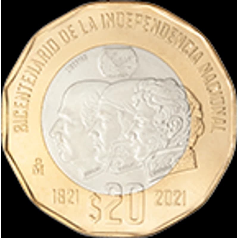 Moneda 20 pesos Bicentenario de la Independencia Nacional — reverso