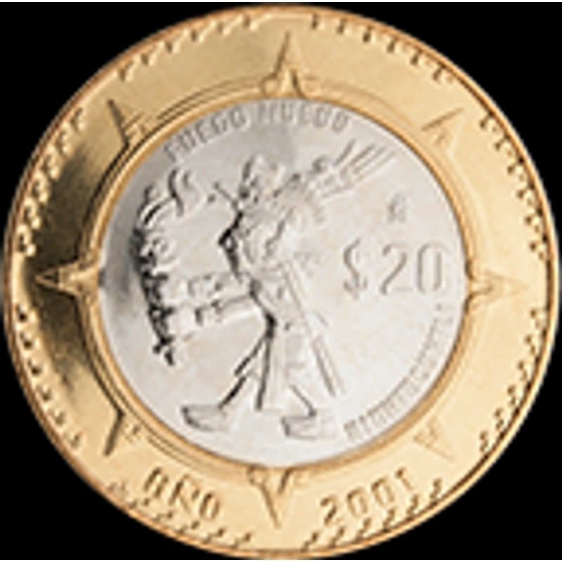 Moneda 20 pesos cambio de milenio (Señor del Fuego) — reverso