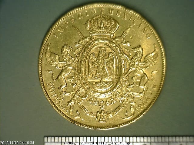 20-pesos-maximiliano-habsburgo-1866-mexico - anverso (Banxico)