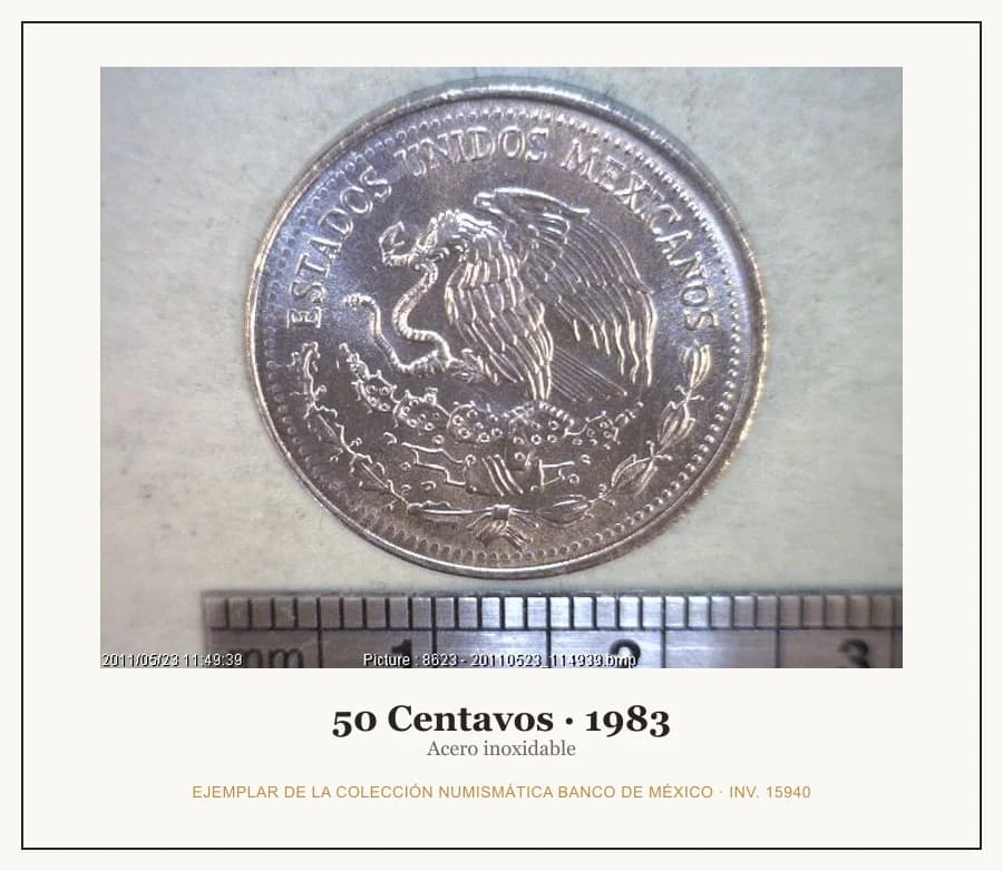 50 Centavos · 1983 — Ejemplar de la Colección Numismática Banco de México, inv. 15940