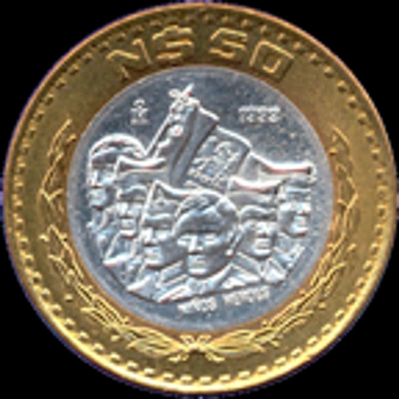 $50 Nuevos Pesos — Niños Héroes (anillo de plata 0.925) — imagen de referencia
