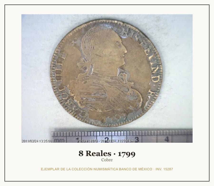8 Reales · 1799 — Ejemplar de la Colección Numismática Banco de México, inv. 15287