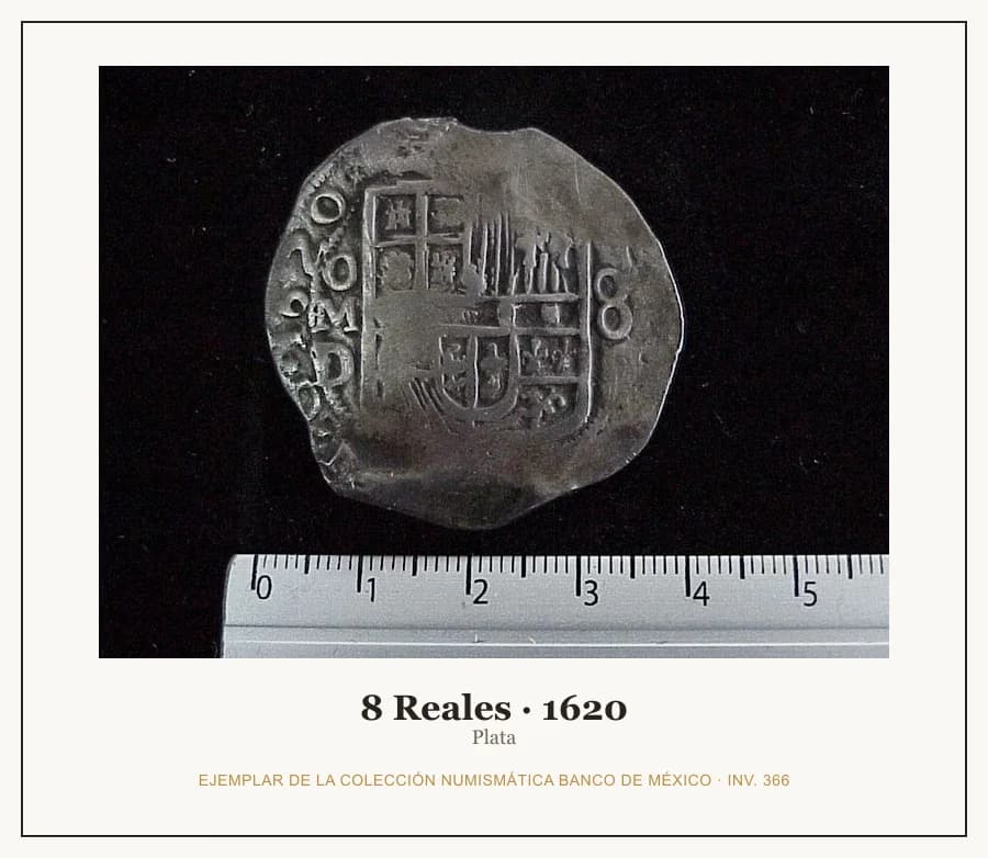 8 Reales · 1620 — Ejemplar de la Colección Numismática Banco de México, inv. 366