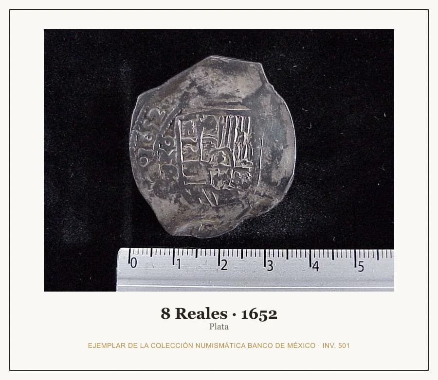 8 Reales · 1652 — Ejemplar de la Colección Numismática Banco de México, inv. 501